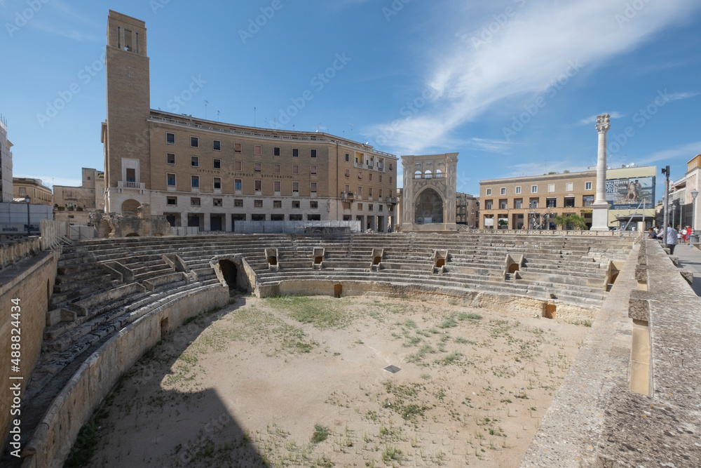 Roman Amphiteatre in Sant Oronzo square in Lecce, Italy.