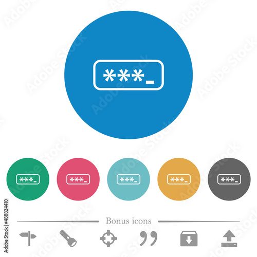 PIN code outline flat round icons