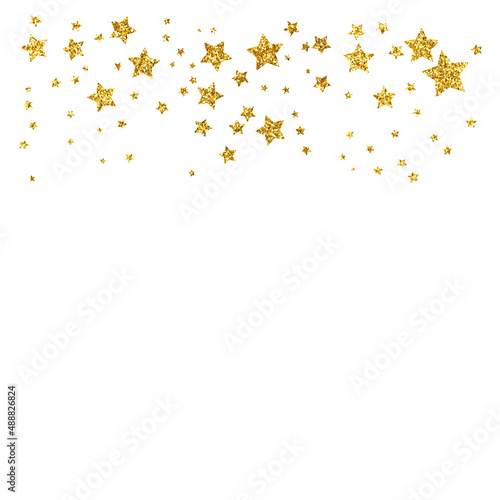 Gold glitter stars. Classic clip art set on white background