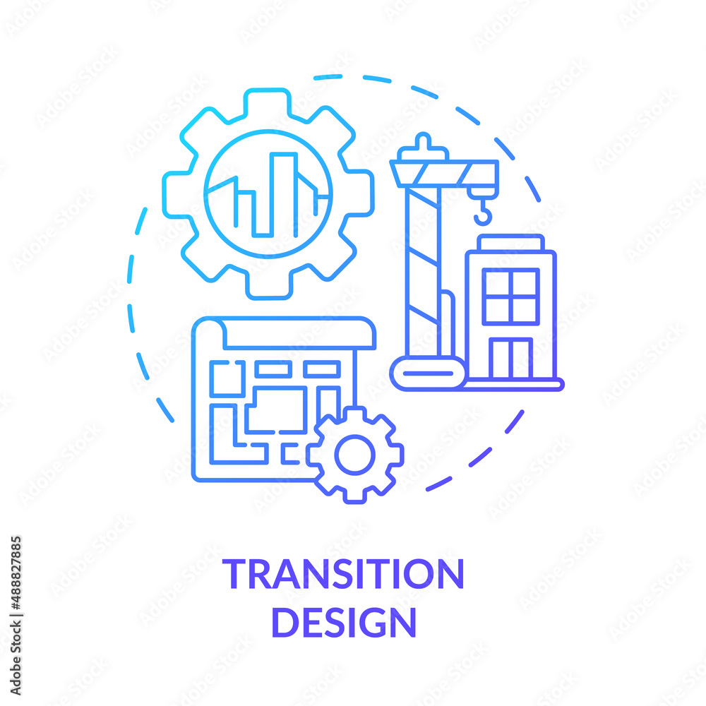Transition design green gradient concept icon. Plan of town development. Urban structure regulation principles abstract idea thin line illustration. Isolated outline drawing. Myriad Pro-Bold font used