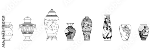 Vases from China and India.