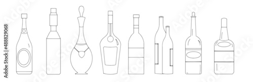 Set of vine bottles.