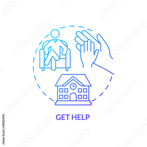 Get help blue gradient concept icon. Therapist service. Tips for teacher. Conduct disorder abstract idea thin line illustration. Isolated outline drawing. Myriad Pro-Bold fonts used