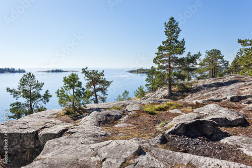 View of Lake Ladoga skerries. Karelia. Russia