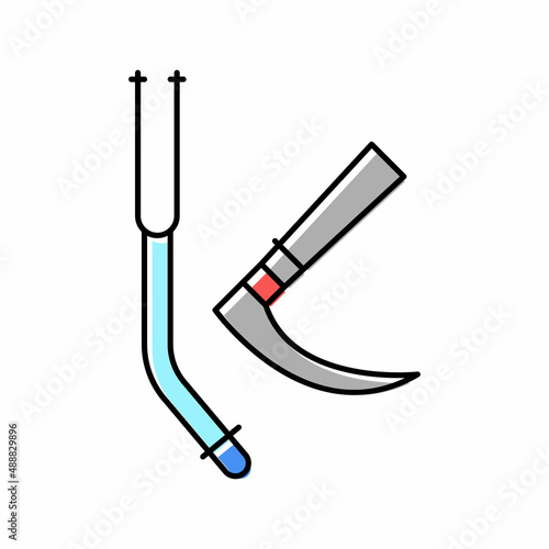 tracheal intubation tools color icon vector illustration