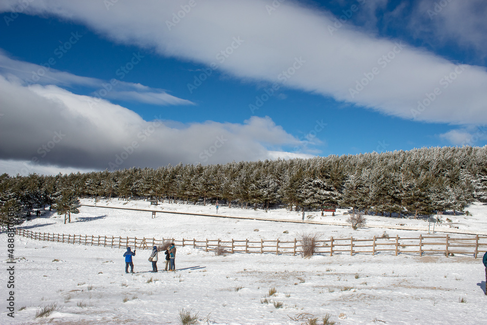 snowy landscape, snowy mountains appear. snowy landscape, snowy mountains appear.