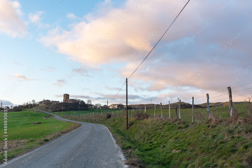 Country road at sunset. Ecay de Longuida