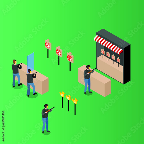 Shooting target isometric 3d vector concept for banner, website, illustration, landing page, flyer, etc.