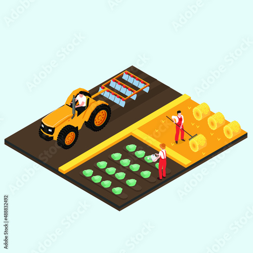 Modern farming isometric 3d vector concept for banner, website, illustration, landing page, flyer, etc.