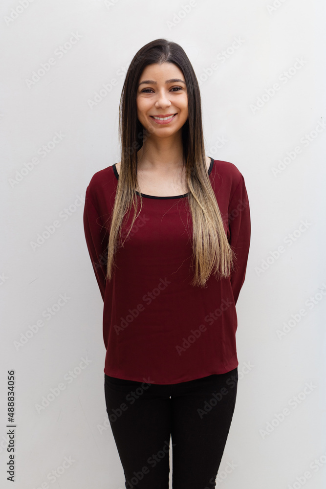 Portrait of a Young Brunette Woman Isolated on White Background for Women's Day Portrait of a Young Brunette Woman Isolated on White Background for Women's Day