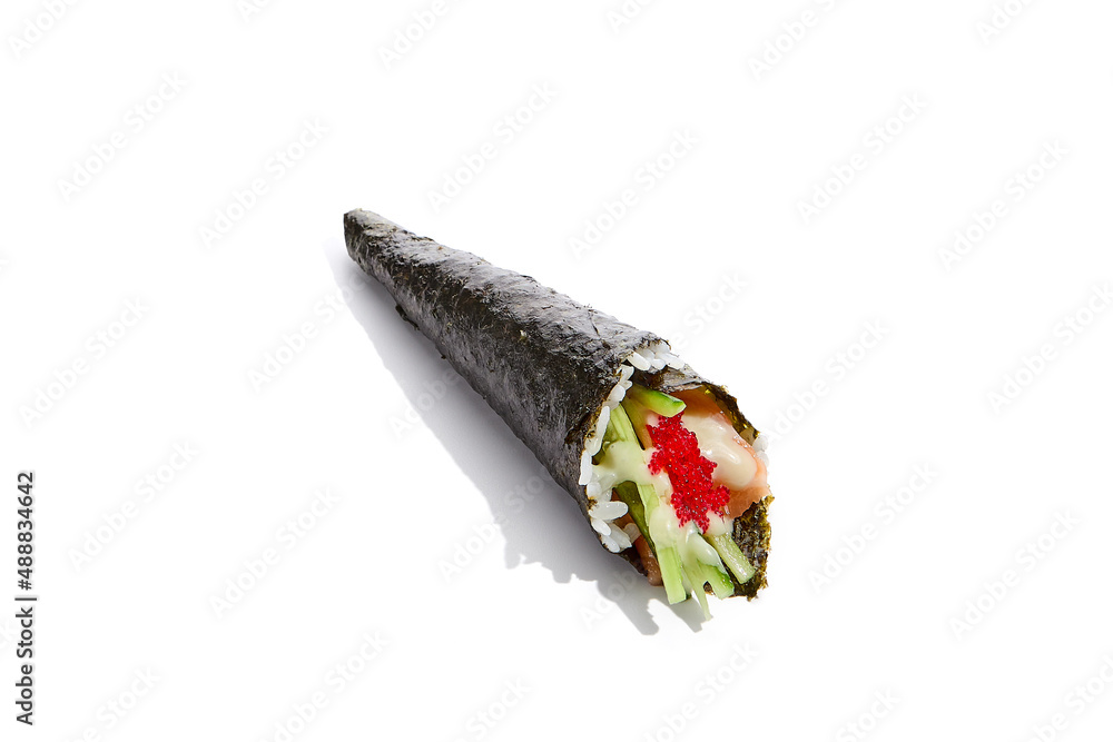 Fusion California Roll Sushi,stuff with Salmon,cucumber,crab Stick and  Sweet Egg,Stylist Food with Blur Boken Background,Japanese Stock Photo -  Image of maguro, local: 91910644