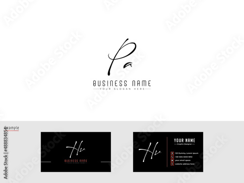 Black PA Signature Letter Logo, New Signature pa Logo and business card design