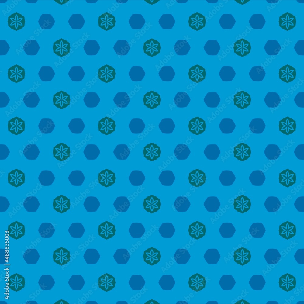 Vector textile pattern with repeating circles in blue and green colors Vector textile pattern with repeating circles in blue and green colors