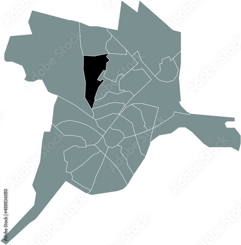 Black flat blank highlighted location map of the HOOGLAND DISTRICT inside gray administrative map of Amersfoort, Netherlands photo