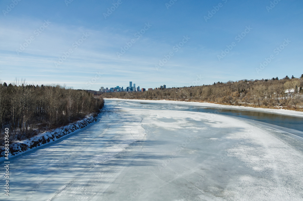 Fototapeta premium Edmonton River Valley with Downtown in the Background