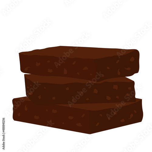 Brownie chocolate cake. Sweet American dessert. Biscuit. Rye bread. Vector stock illustration. Isolated on a white background. photo