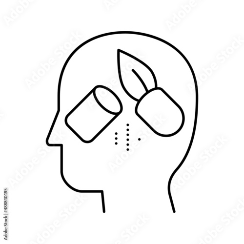 natural homeopathy pill line icon vector illustration