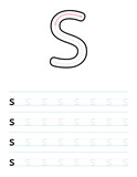 Trace lowercase letter s worksheet for kids
