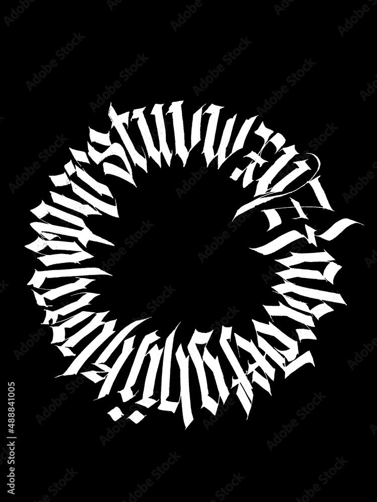 Black and white calligraphy alpabet Black and white calligraphy alpabet