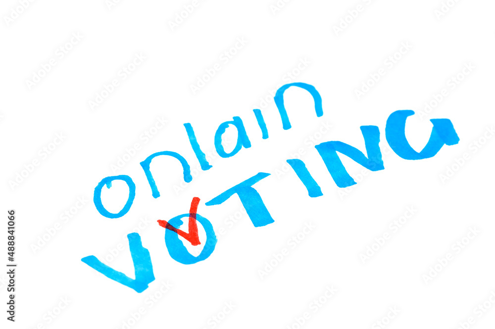 Online voting inscription on a white background. Online voting inscription on a white background.