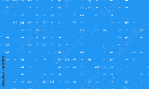 Seamless background pattern of evenly spaced white water game symbols of different sizes and opacity. Vector illustration on blue background with stars