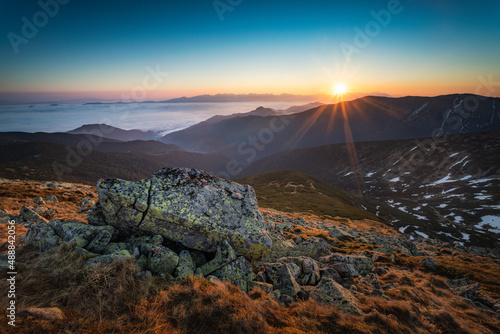 Sunset in the Low Tatras mountains