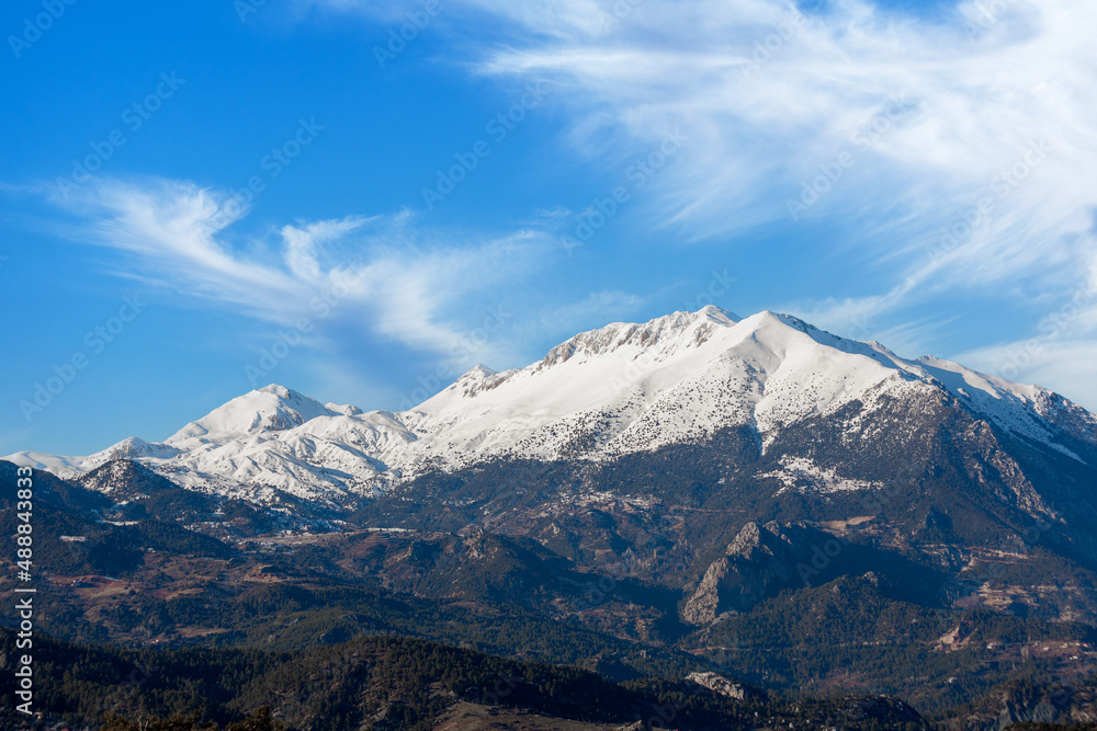 Snow-capped  Taurus mountains in Antalya - Turkey