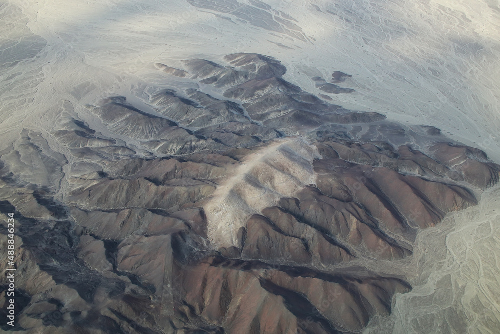 Fototapeta premium Aerial view of Pampas de Jumana near Nazca, Peru.