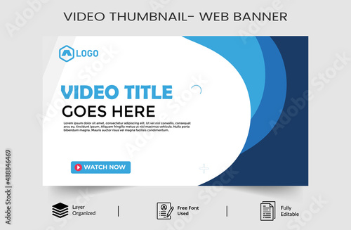 Online business video Thumbnail design for any videos. Editable video thumbnail and web banner for live workshop business template. Video cover photo for social media thumbnail template design vector 