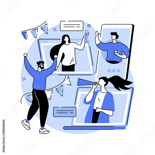 Self-isolation party abstract concept vector illustration.