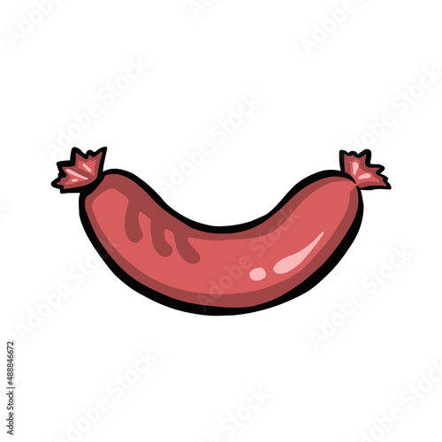 Sausage, sausage appetizer for beer, vector illustration