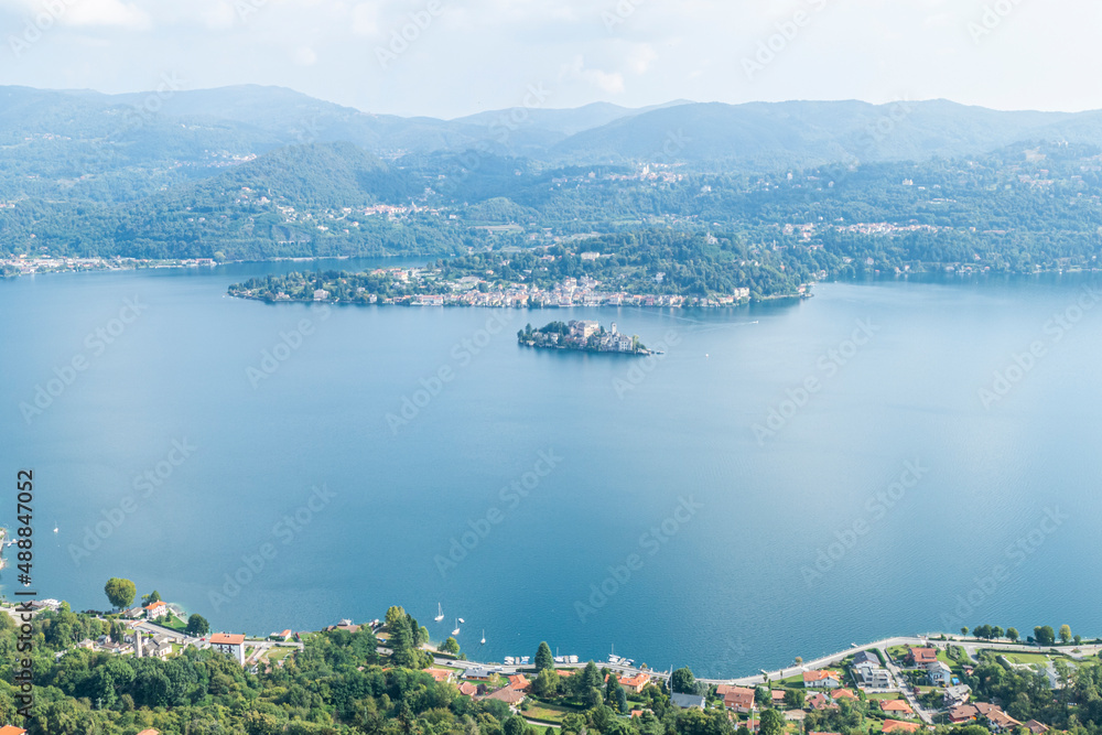 Aerial view of the Lake Orta with the Island of San Giulio