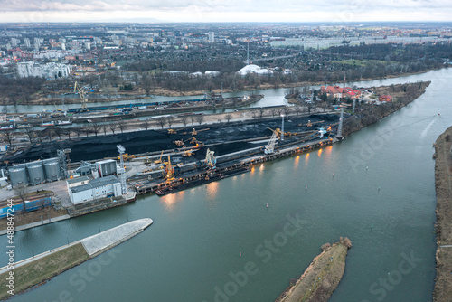 River and canals in the city, water channels for transporting coal on barges to the power plant