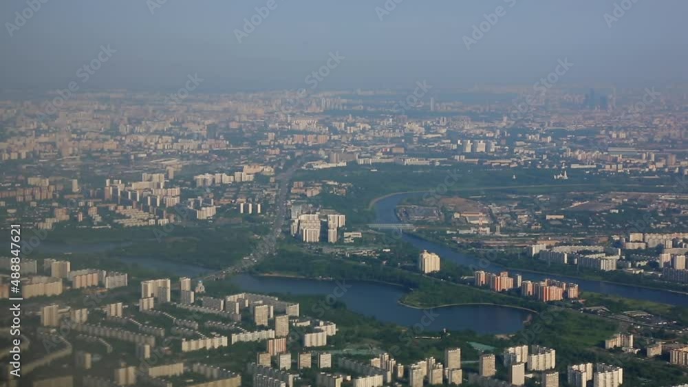 Fly over the modern city