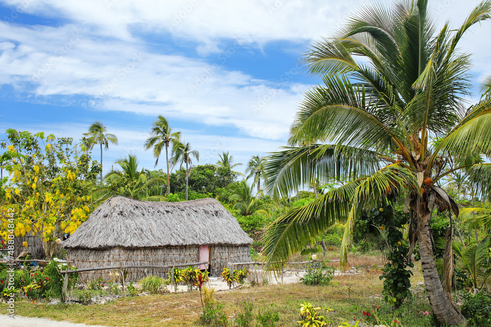 Traditional Kanak house on Ouvea Island,  Loyalty Islands, New Caledonia