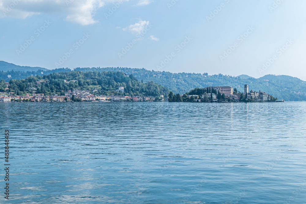 Fototapeta premium Landscape of the Lake Orta with the Island of San Giulio