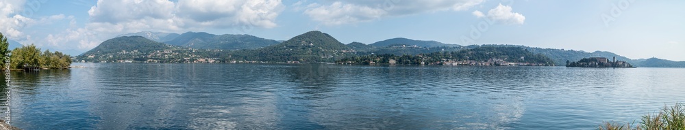 Extra wide view of the Orta Lake with the Island of San Giulio