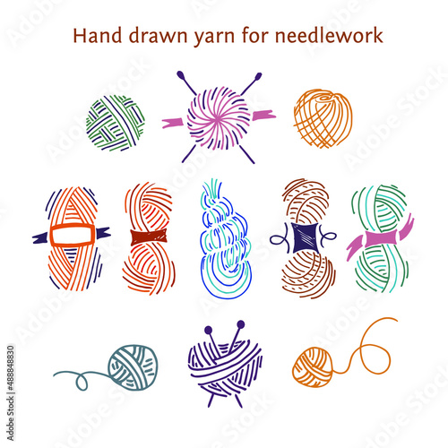Hand Drawn yarn for knit Vector format 