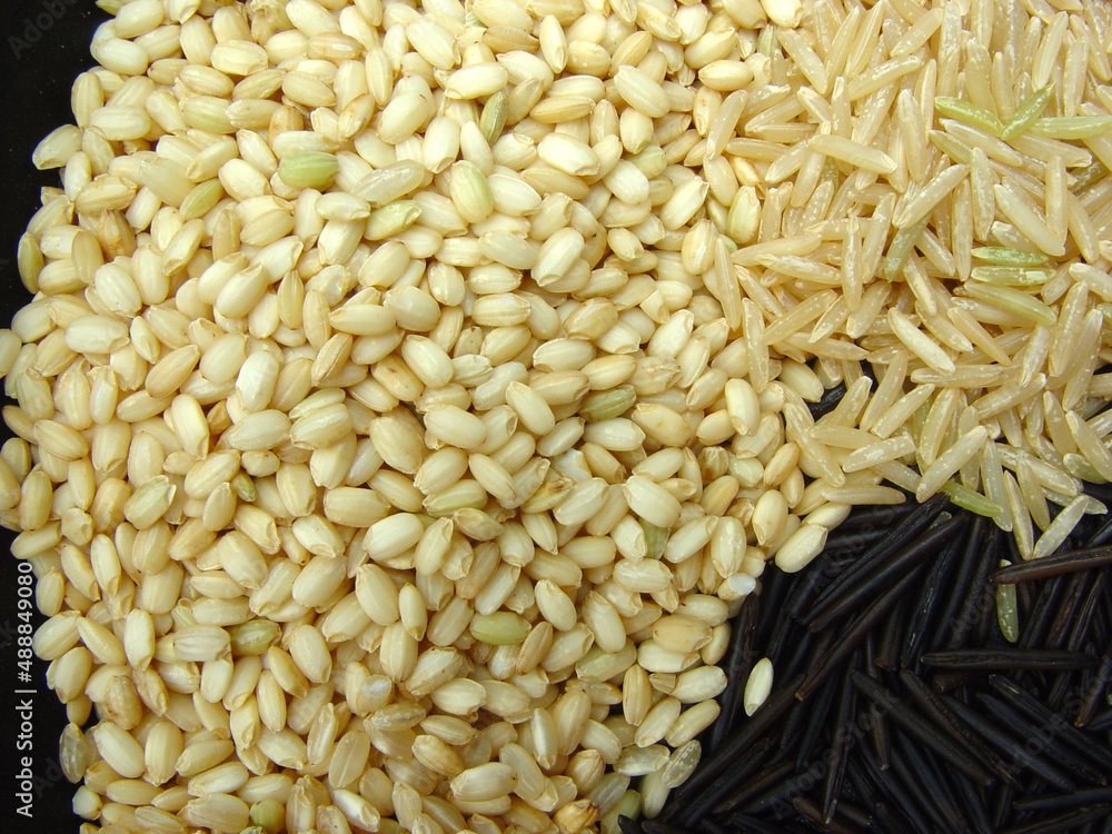 Detalle de arroz blanco y negro