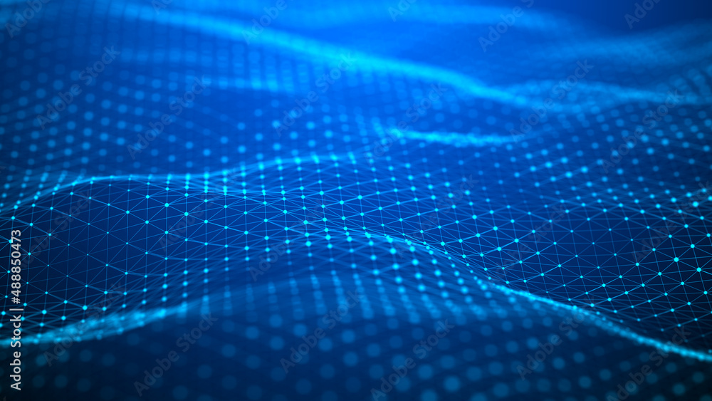 Abstract technology background. Network connection. Digital communication. Connecting dots and lines on blue background. 3D rendering. Abstract technology background. Network connection. Digital communication. Connecting dots and lines on blue background. 3D rendering.