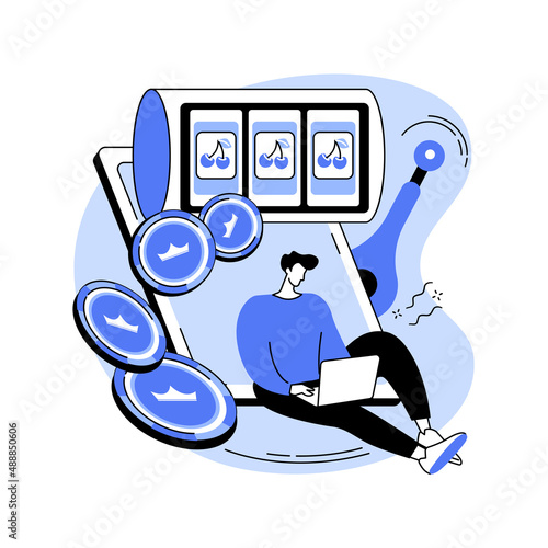 Slot machine abstract concept vector illustration.