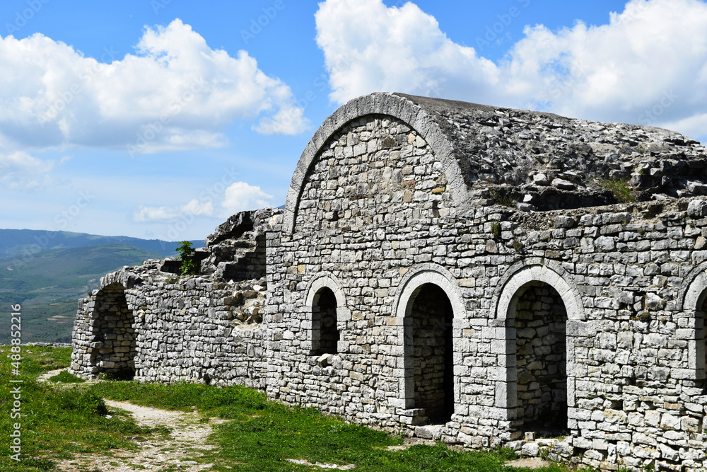 Part of the remaining castle in Berat, Albania Part of the remaining castle in Berat, Albania
