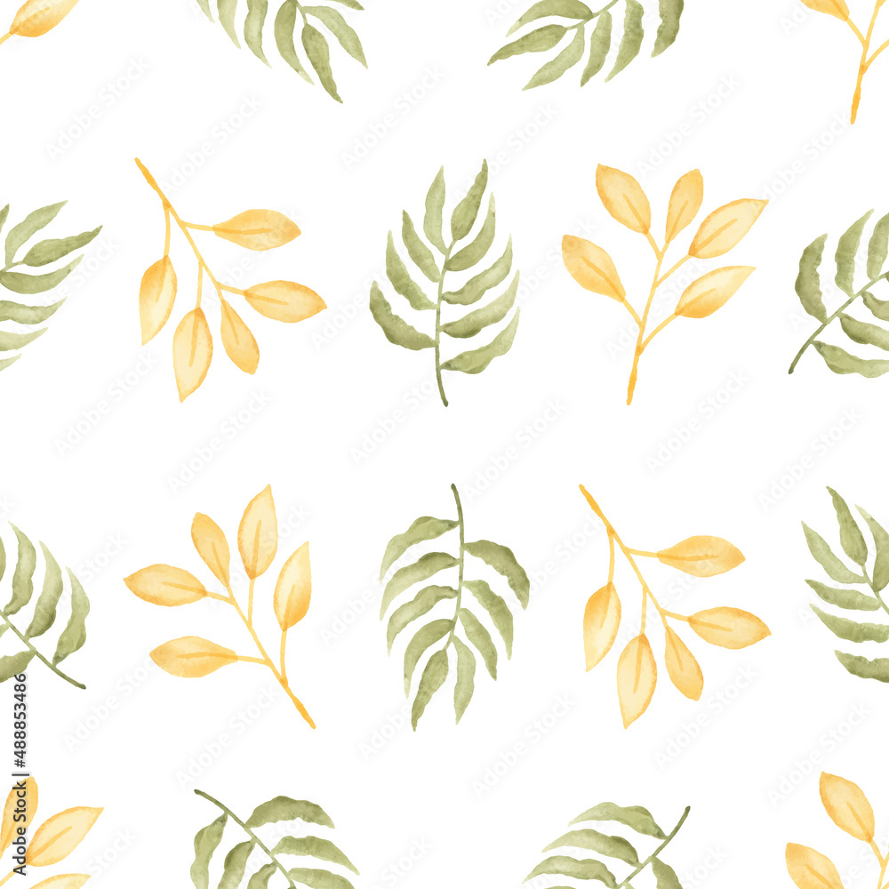 Watercolor leaf seamless pattern Watercolor leaf seamless pattern