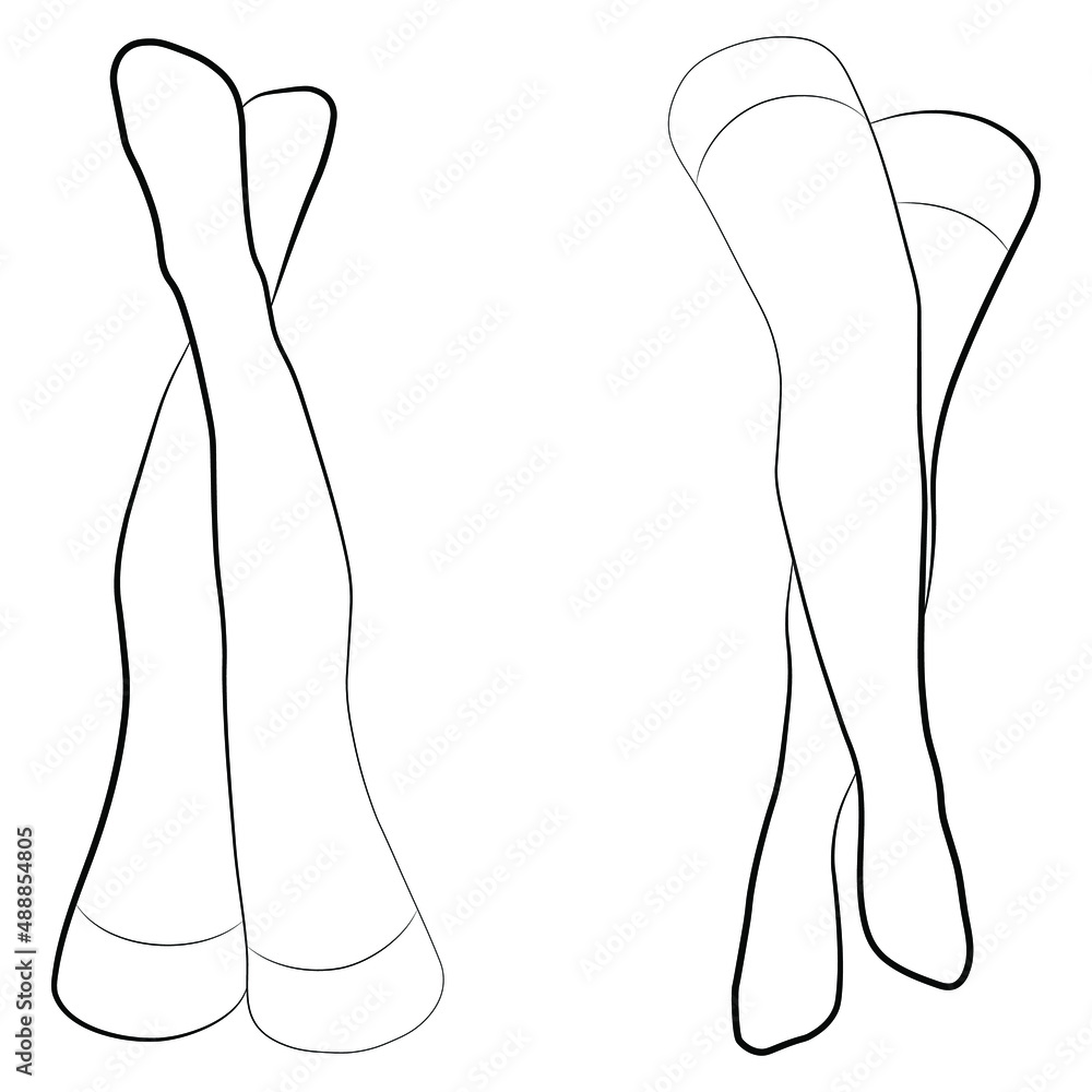 Women stocking outline simple minimalist vector icon. Female legs set. Outline attractive foot, vector illustration. Woman leg vector isolated on white background. Women stocking outline simple minimalist vector icon. Female legs set. Outline attractive foot, vector illustration. Woman leg vector isolated on white background.