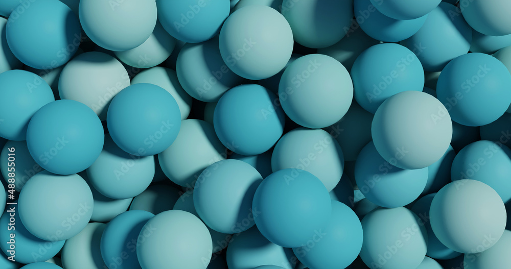 Blue pile of balls pattern background. 3d rendering.