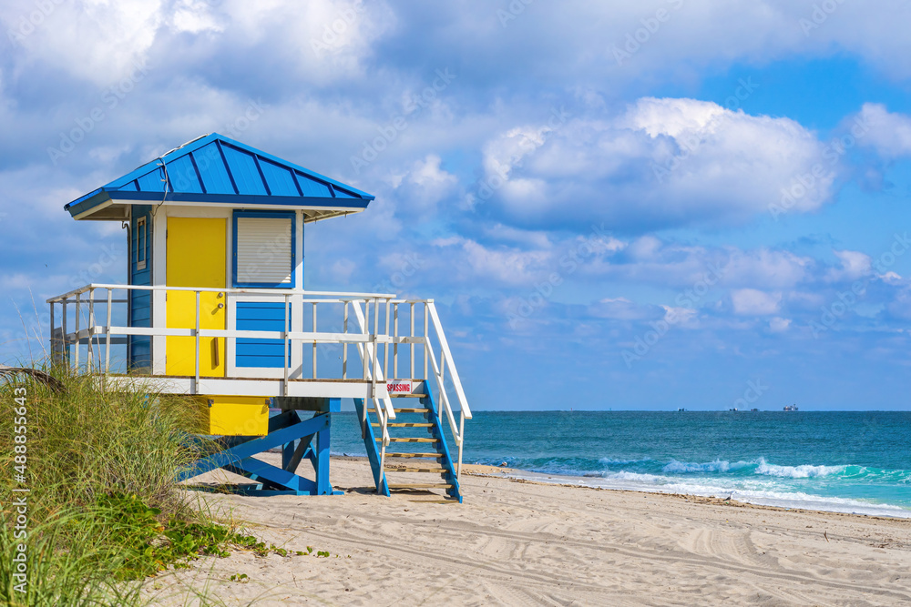 Lifeguard tower on Hollywood Beach - Hollywood, Florida, USA Lifeguard tower on Hollywood Beach - Hollywood, Florida, USA