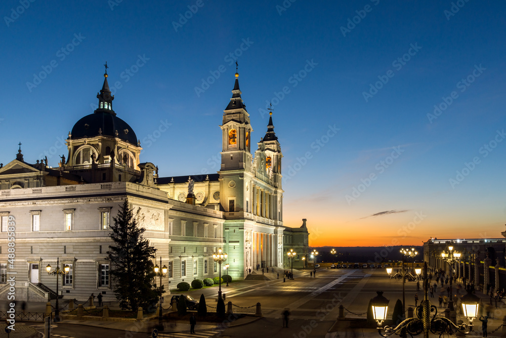 Fototapeta premium Almudena Cathedral in City of Madrid, Spain