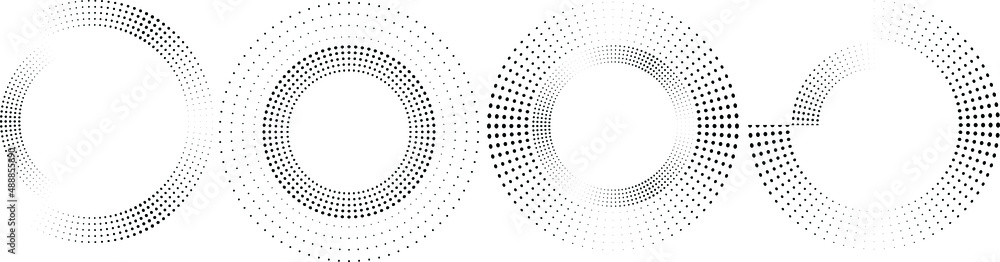 Halftone dots in circle form. round logo . vector dotted frame . Design element with a concentric dots .