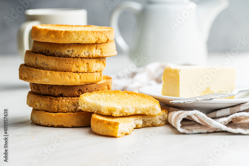 Dietary rusks bread. Crusty biscuits. photo