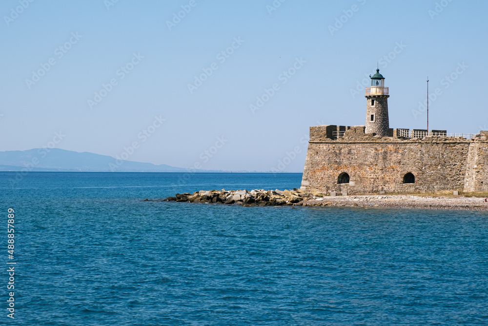 The castle of Antirrio with its lighthouse, Greece